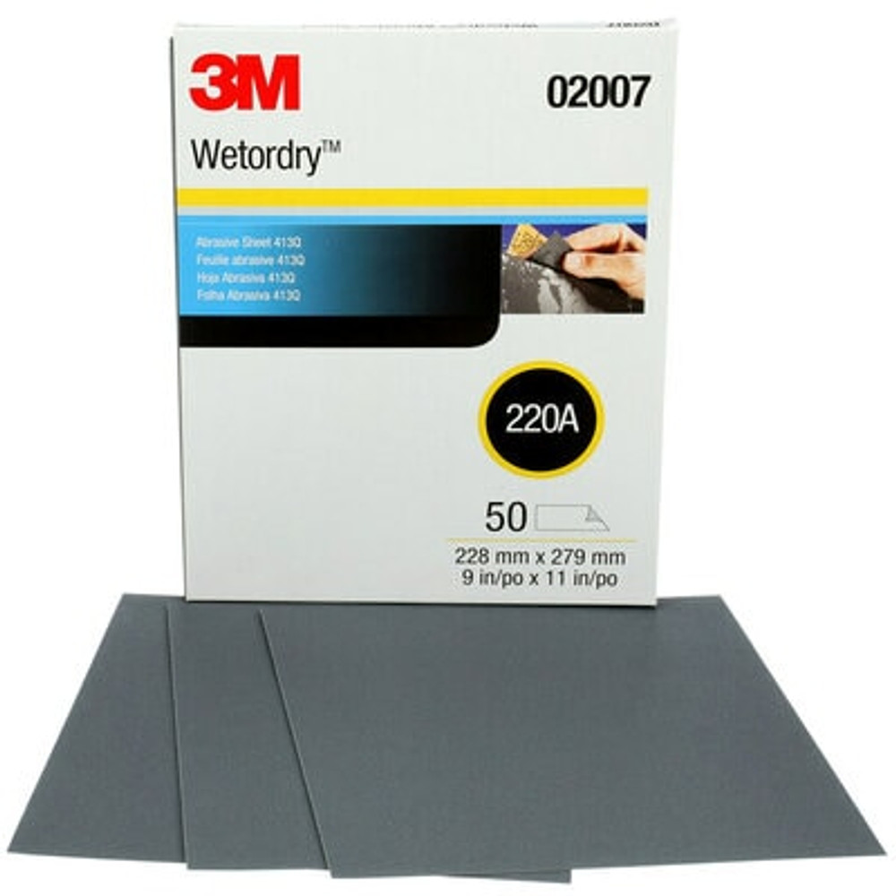 3M Wetordry Abrasive Sheet 413Q, 02007, 220