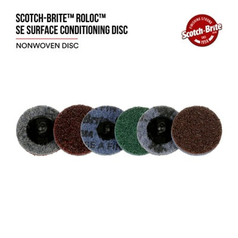 Scotch-Brite Roloc SE Surface Conditioning Disc, SE-DS, A/O Coarse, TS, 3 in, 100 each/case 18086 Industrial 3M Products & Supplies | Brown