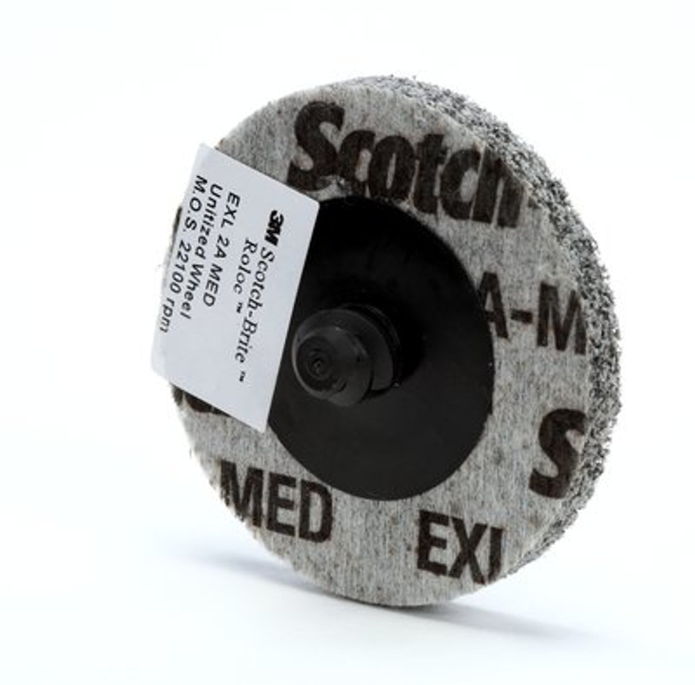 Scotch-Brite Roloc EXL Unitized Wheel TR, 3 in x 1/8 in 6A MED, 40 each/case, SPR 020417A 31396 Industrial 3M Products & Supplies | Tan