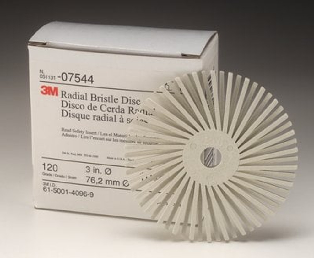 Scotch-Brite Radial Bristle Disc, 3 in x 3/8 in 50, 10/Carton, 4
Cartons/Case
