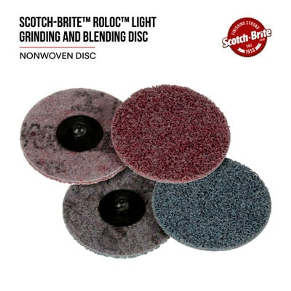 Scotch-Brite Roloc Light Grinding and Blending Disc, GB-DM, Heavy Duty
A Coarse, TSM, 2 in, 50/Carton, 200 ea/Case