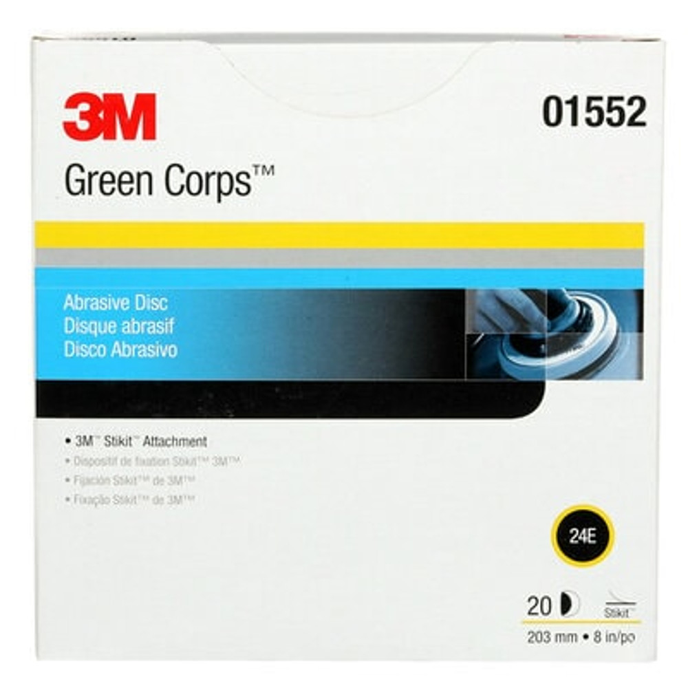 3M Green Corps Stikit Disc 255U, 01552, 8 in, 24E, 20 discs per
carton, 5 cartons per case
