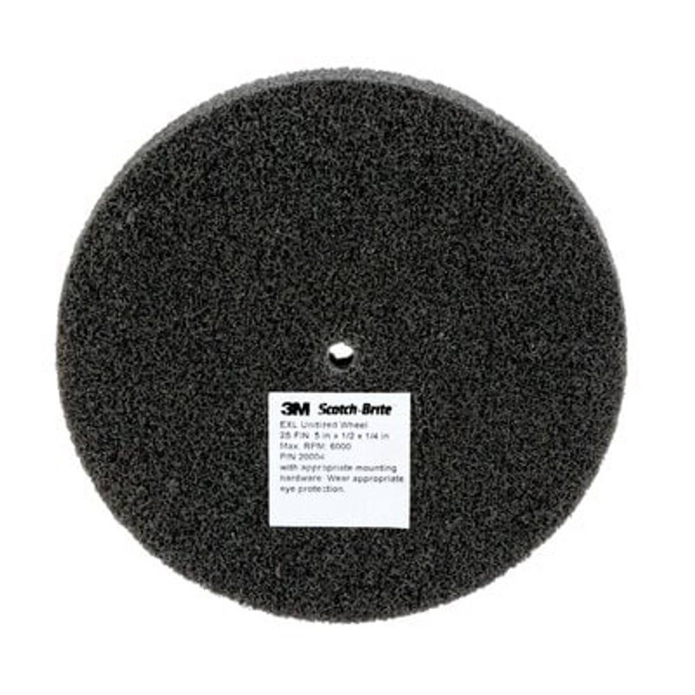 Scotch-Brite EXL Unitized Wheel, XL-UW, 2S FIN, 3 in x 1 in x 1/4 in (7.62 cm x 2.54 cm x 0.64 cm)