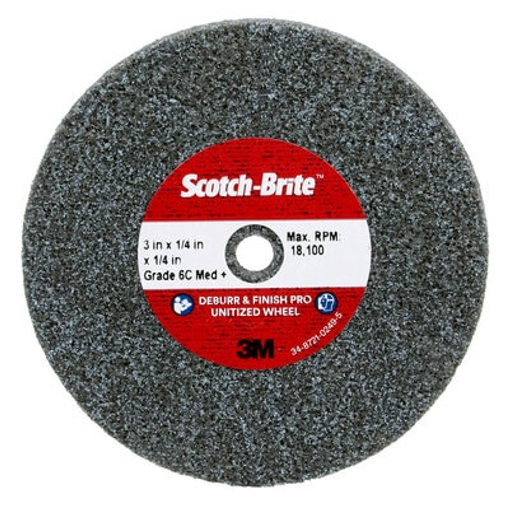 Scotch-Brite Deburr and Finish Pro Unitized Wheel, DP-UW, 6C Medium+, 3in x 1/4 in x 1/4 in