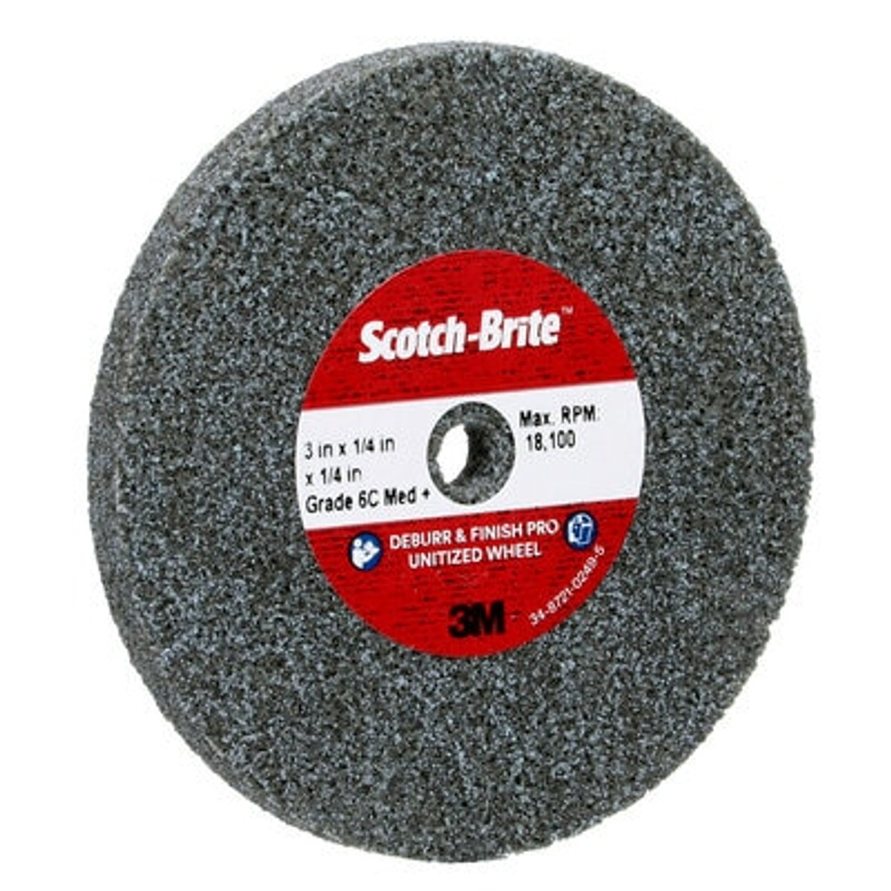 Scotch-Brite Deburr and Finish Pro Unitized Wheel, DP-UW, 6C Medium+, 3 in x 1/4 in x 1/4 in, 40 each/case 65004 Industrial 3M Products & Supplies