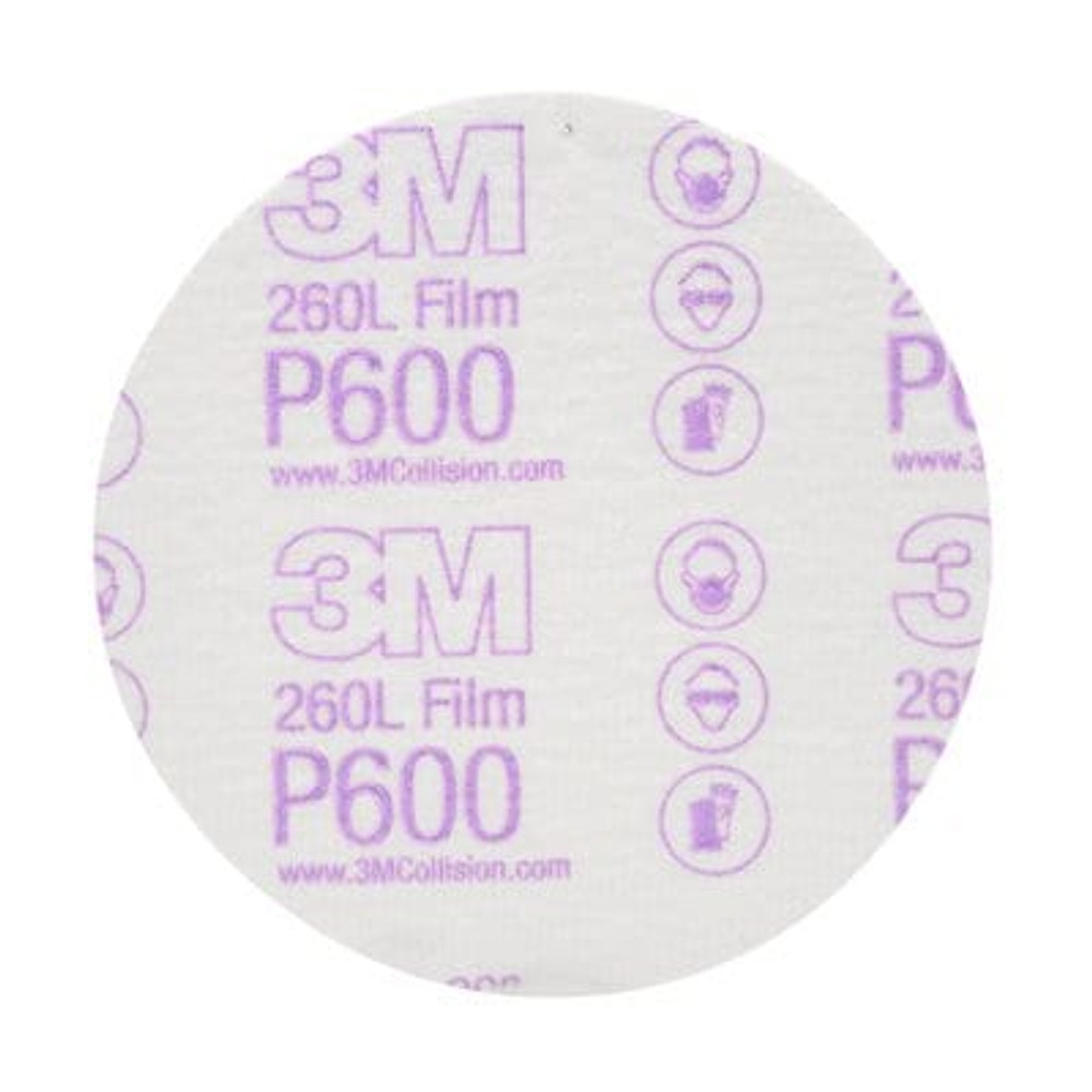 3M Hookit Finishing Film Abrasive Disc 260L, 00955, 5 in, P600, 100discs/carton, 4 cartons/case 955 Industrial 3M Products & Supplies | White