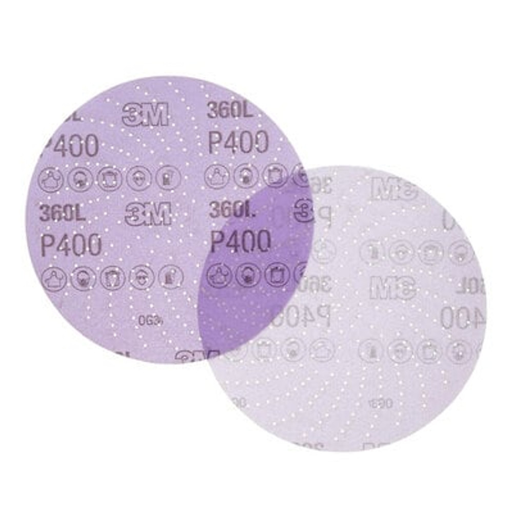 3M Hookit Clean Sanding Disc 360L, 20802, 6 in P400, 100/inner 500/case 20802 Industrial 3M Products & Supplies | Purple