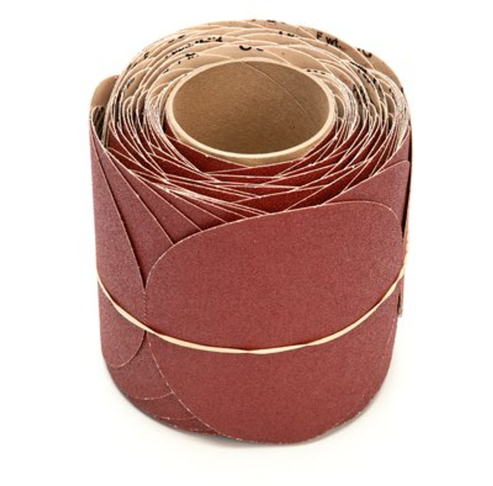 3M Stikit Paper Disc Roll 763U, 80 F-weight, 6 in x NH, Die 600Z, 100discs/roll, 4 rolls/case 80947 Industrial 3M Products & Supplies | Maroon
