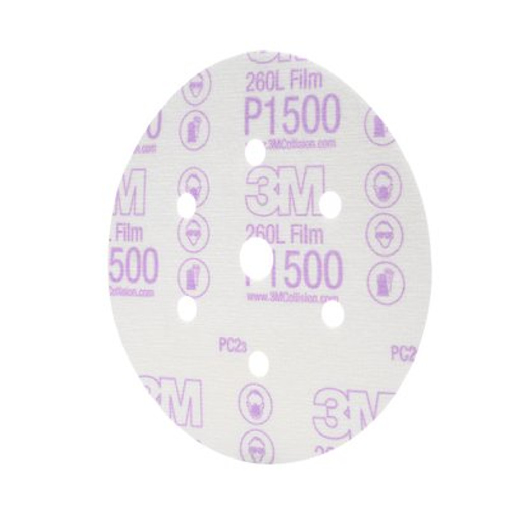 3M Hookit Finishing Film Abrasive Disc 260L, 01050, 6 in, Dust Free,
P1500, 100 discs per carton, 4 cartons per case