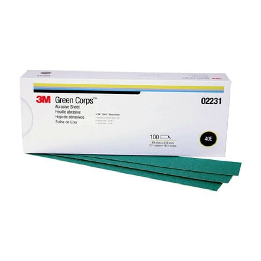 3M Green Corps Stikit Production Sheet, 02231, 40, 2-3/4 in x 16 1/2
in, 100 sheets per carton, 5 cartons per case