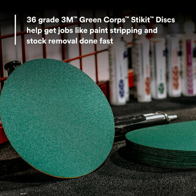 3M™ Green Corps™ Stikit™ Production™ Disc, 01551, 8 in, 36, 50 discs per carton, 5 cartons per case - 7000148230