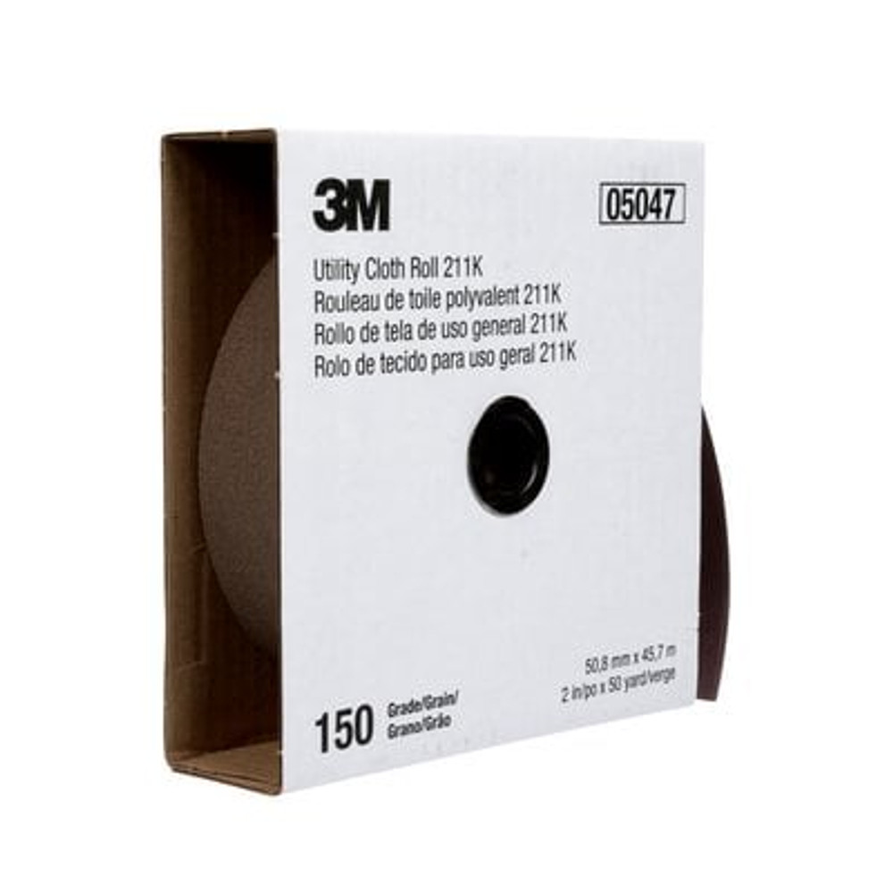 3M Utility Cloth Roll, 211K, 2 in x 50 yd, 150 J-weight, 5/CS