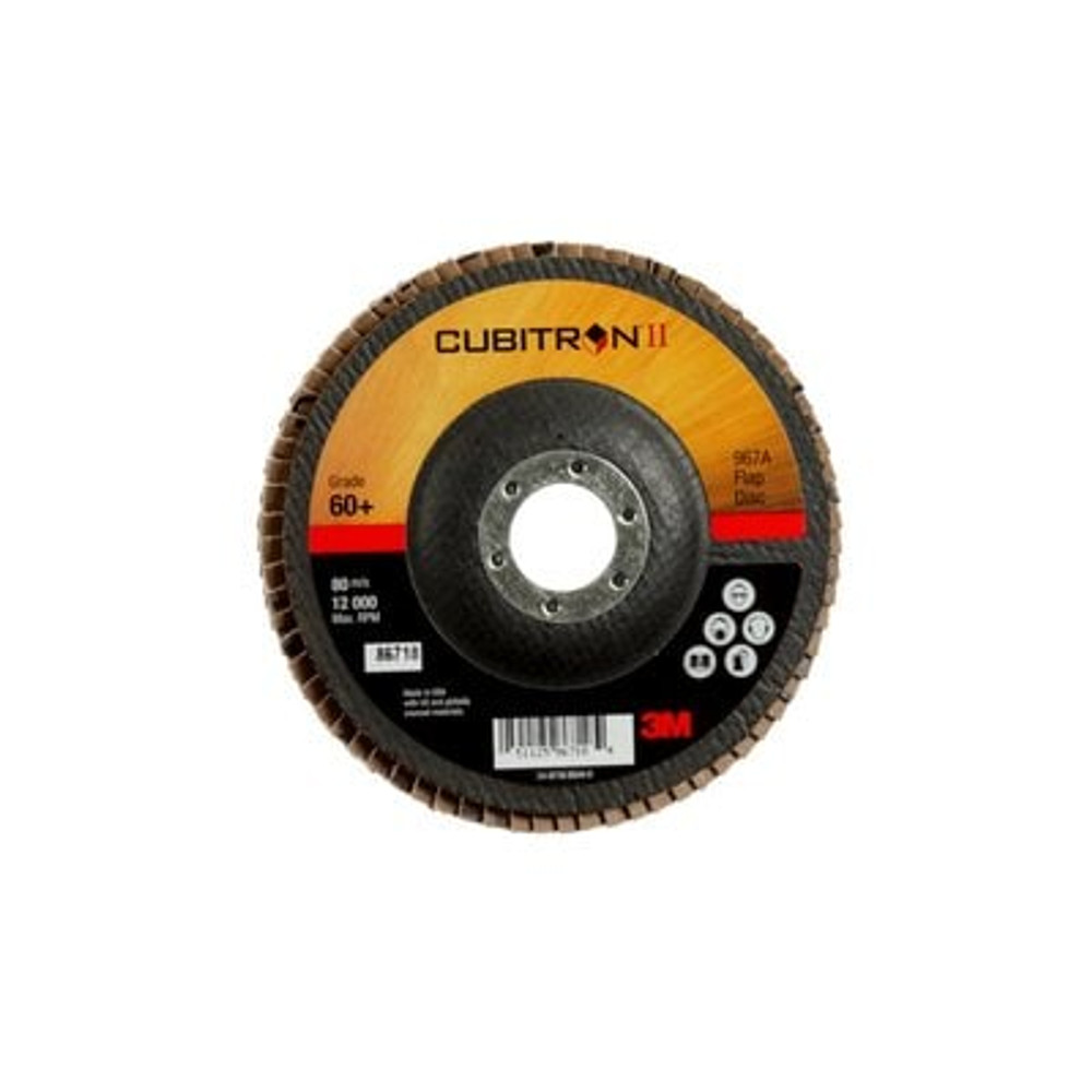 3M Cubitron II Flap Disc 967A T27 5inx7/8in 60+ Y-wt 10