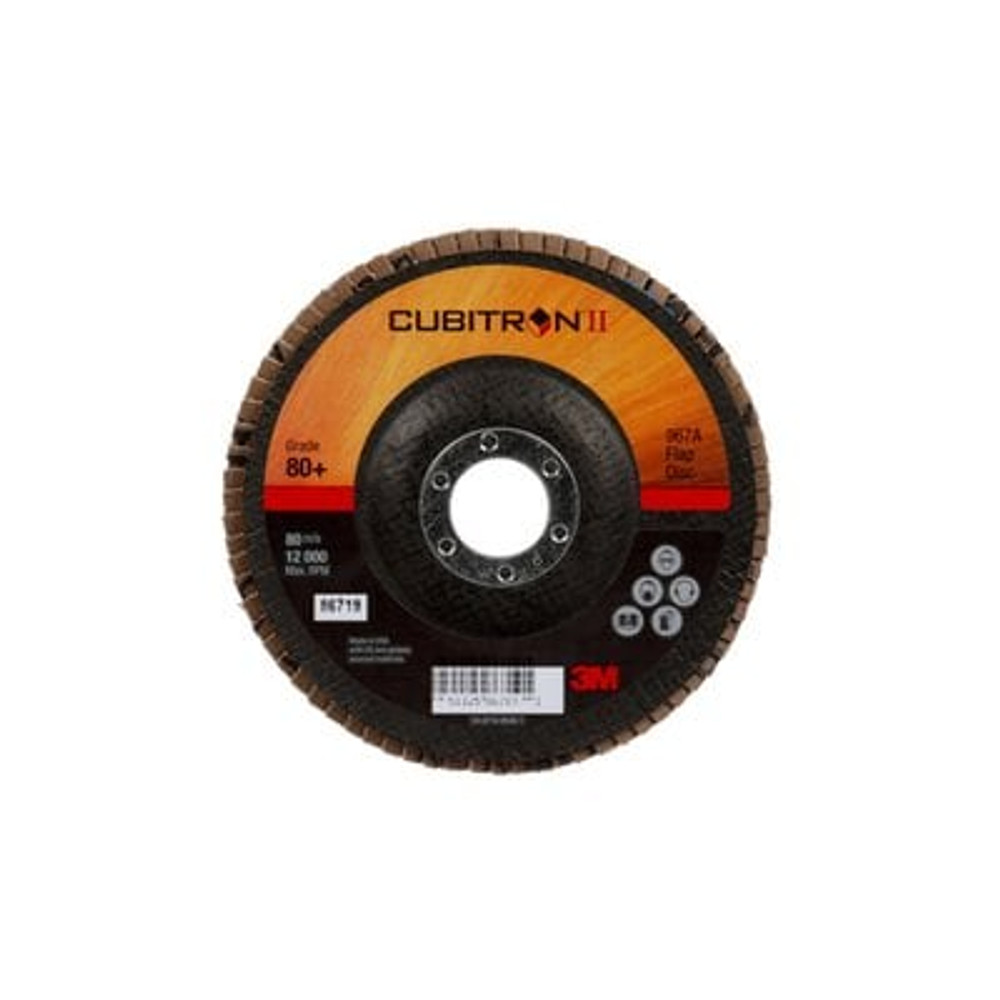 3M Cubitron II Flap Disc 967A T27 5inx7/8in 80+ Y-wt 10