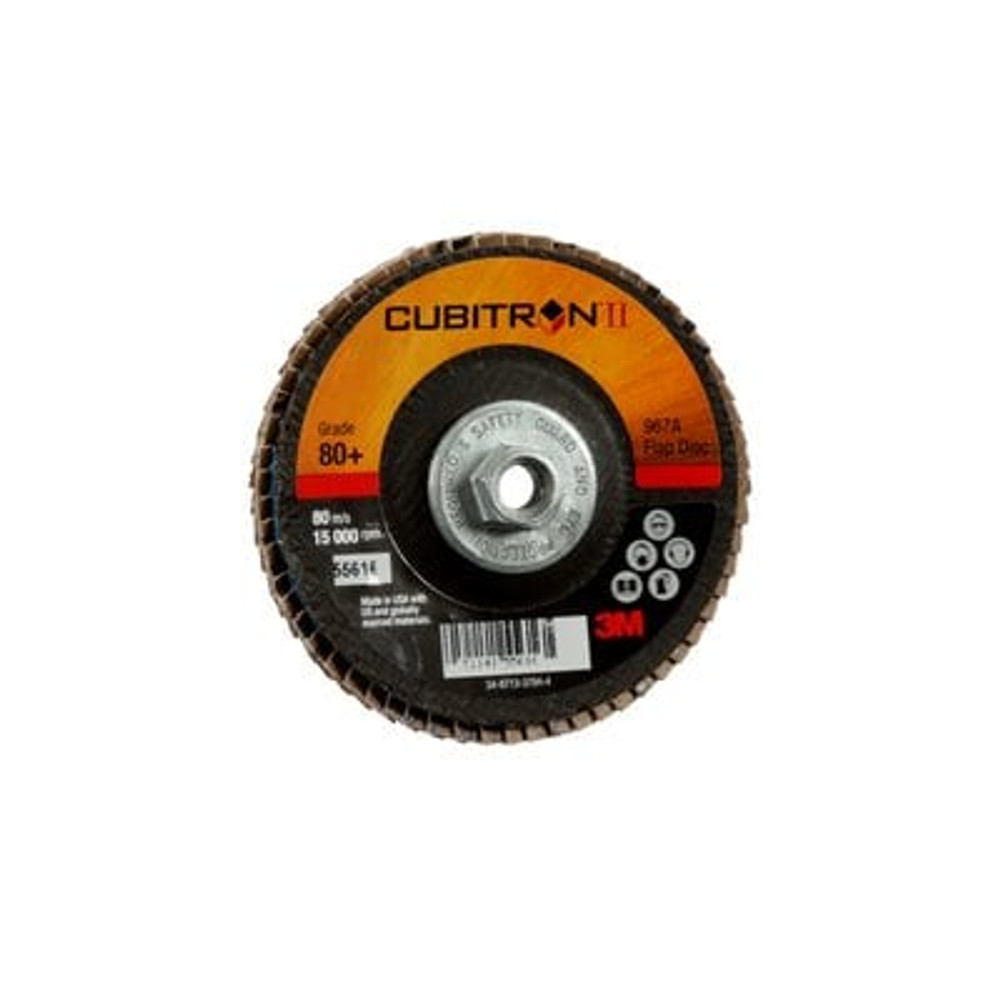 3M Cubitron II Flap Disc 967A T29 4inx3/8-24 80+ Y-wt 10
