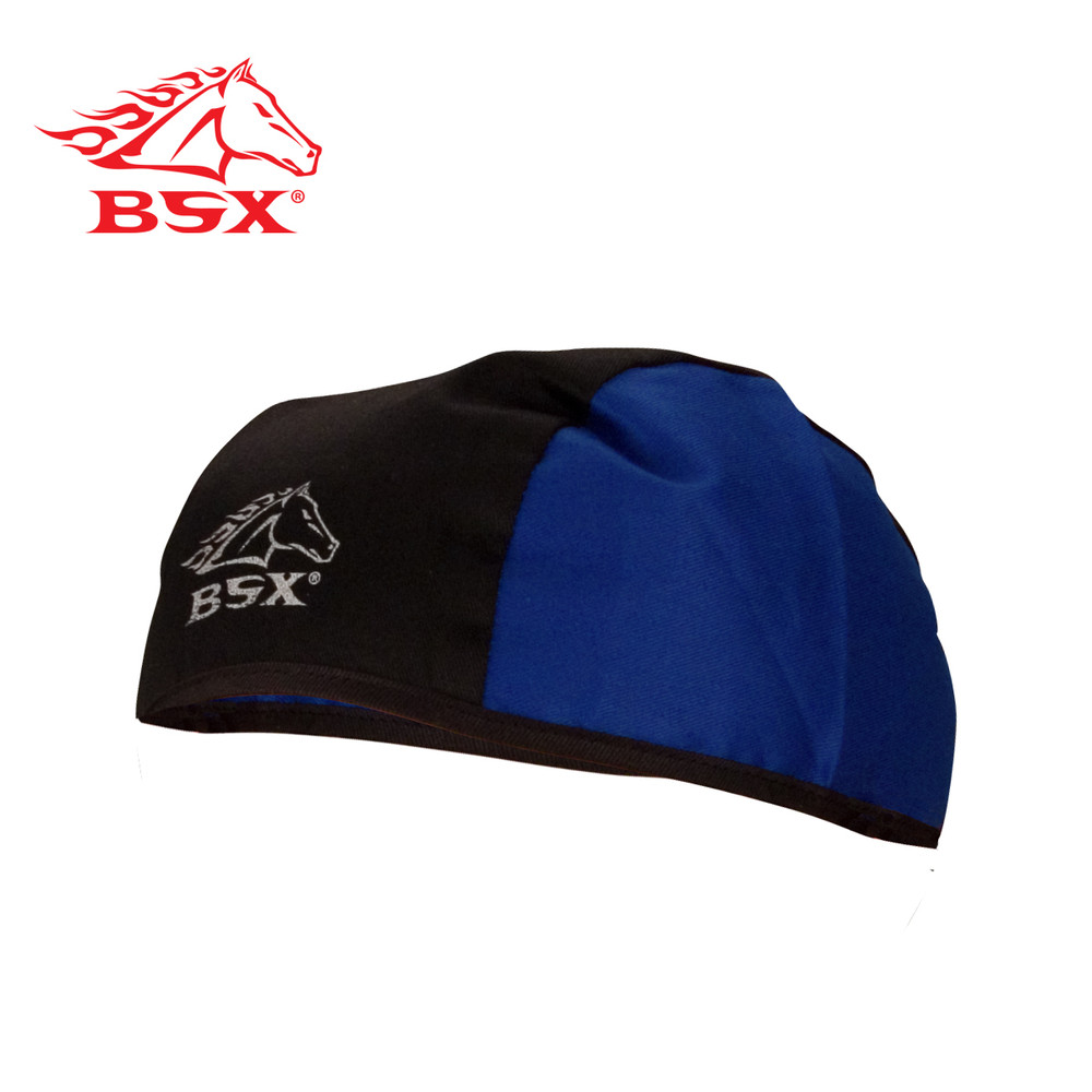 Black Stallion BSX COTTON TWILL BEANIE CAP | BLACK/BLUE