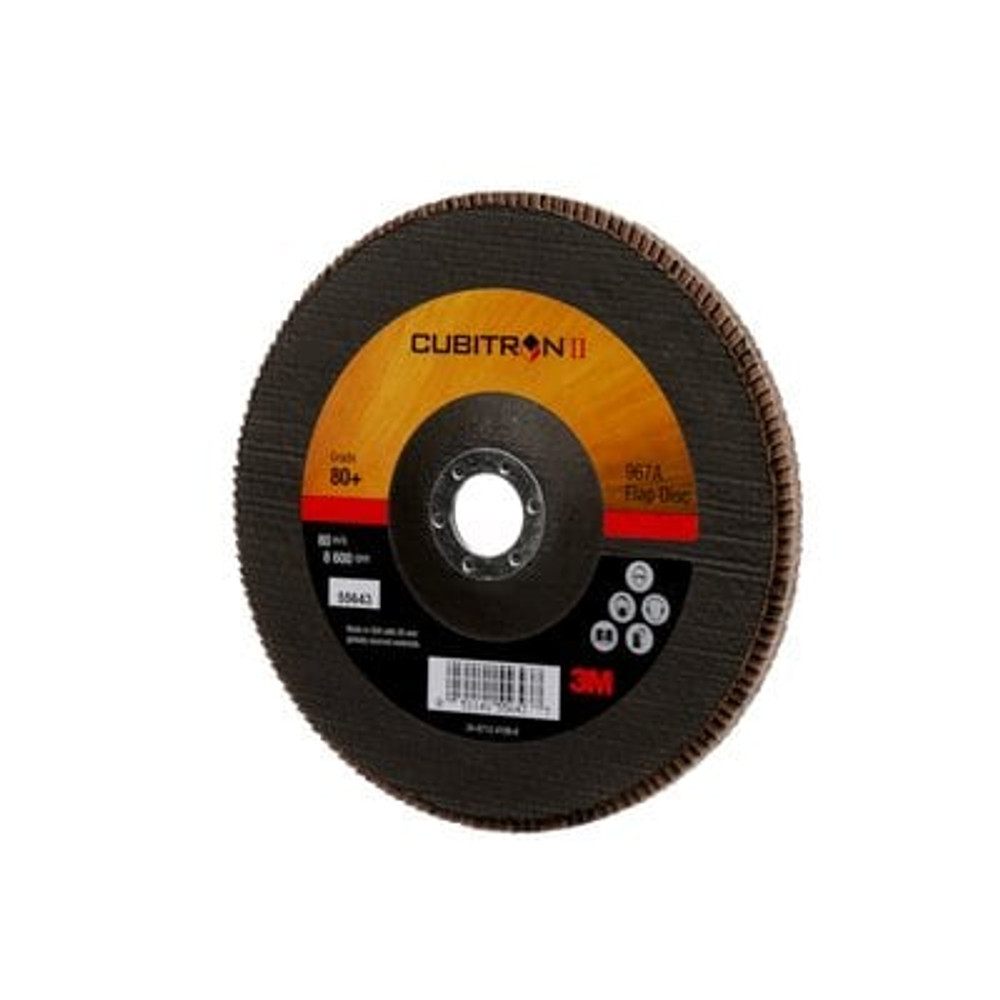 3M Cubitron II Flap Disc 967A, 80+, T27, 7 in x 7/8 in, Giant, 5 each/case 55643 Industrial 3M Products & Supplies | Maroon