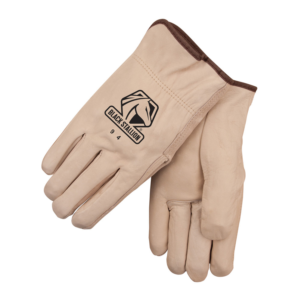 Black Stallion Grain COWHIDE - ELASTIC WRIST BASIC DRIVER'S STYLE GLOVES Large | Tan