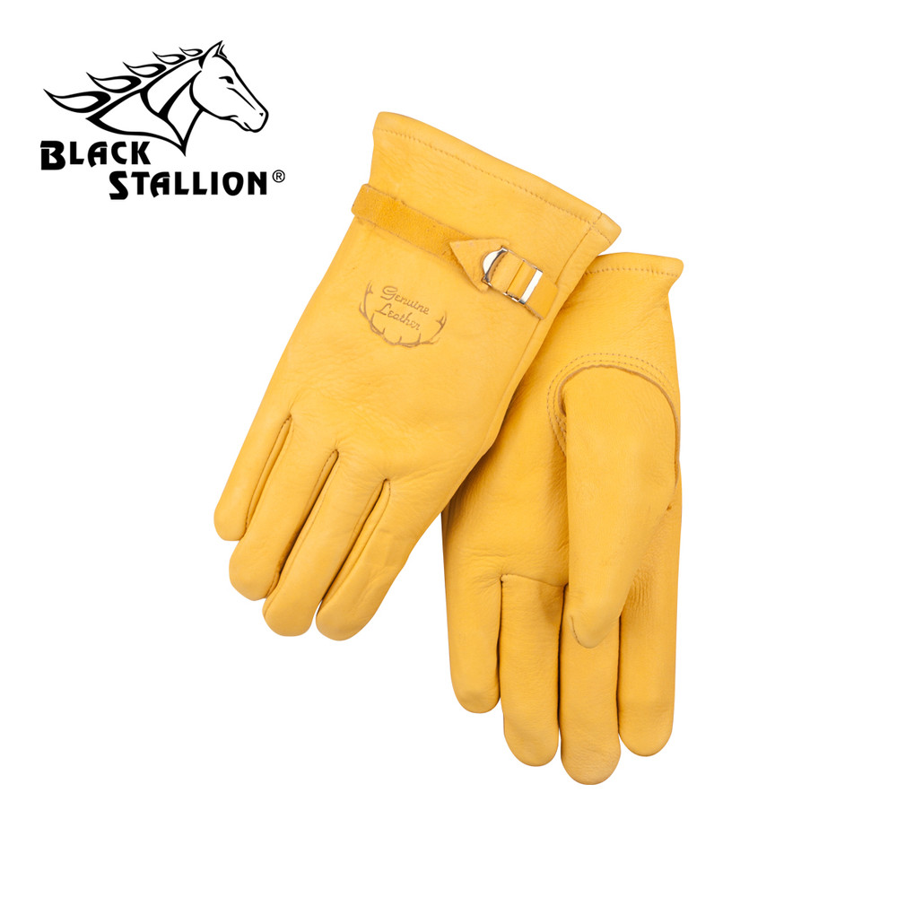 Black Stallion TOP Grain ELKSK in - PULL STRAP DRIVER'S STYLE GLOVES Small