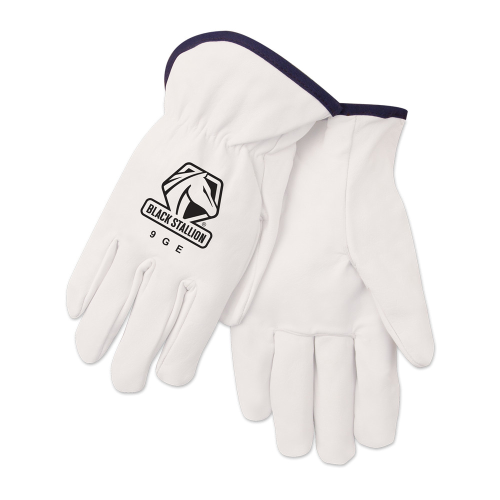 Black Stallion Grain GOATSK in - ELASTIC WRIST DRIVER'S STYLE GLOVES Large | Pearl