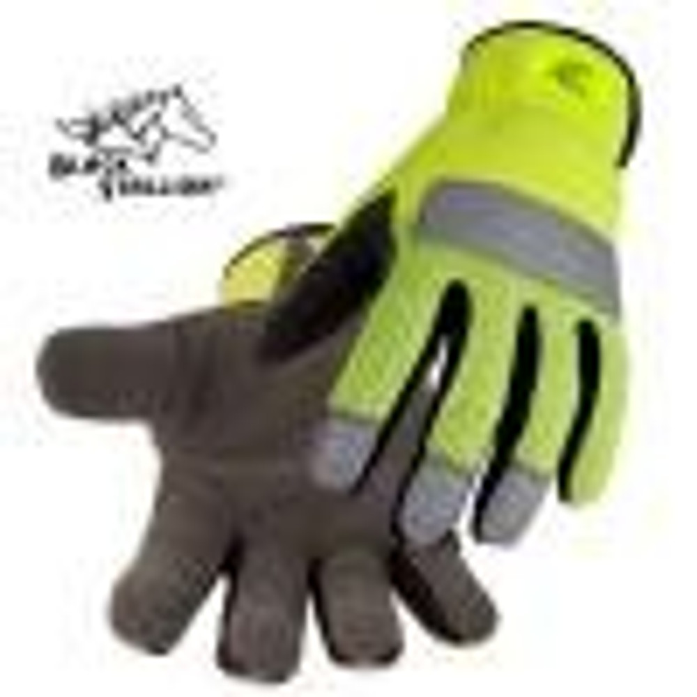 MESH/SPANDEX and SYNTHETIC LEATHER HI-VIS ERGONOMIC GLOVES Small Black Stallion