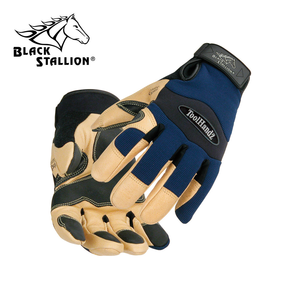 Black Stallion ACTION SPANDEX w/ Grain Pigskin REINFORCED ERGONOMIC GLOVES 2XL