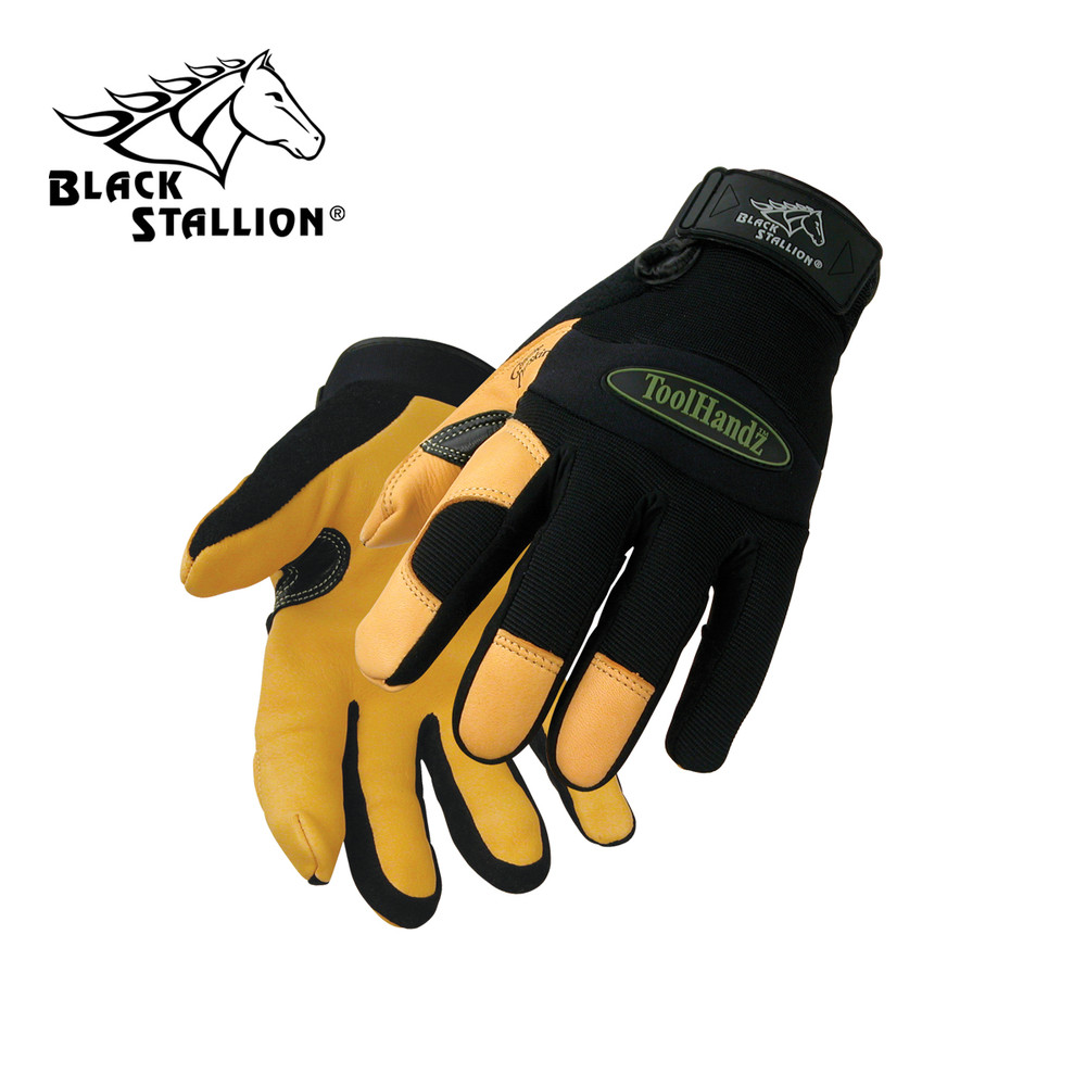 Black Stallion ACTION SPANDEX w/ Grain DEERSK in ERGONOMIC GLOVES Small