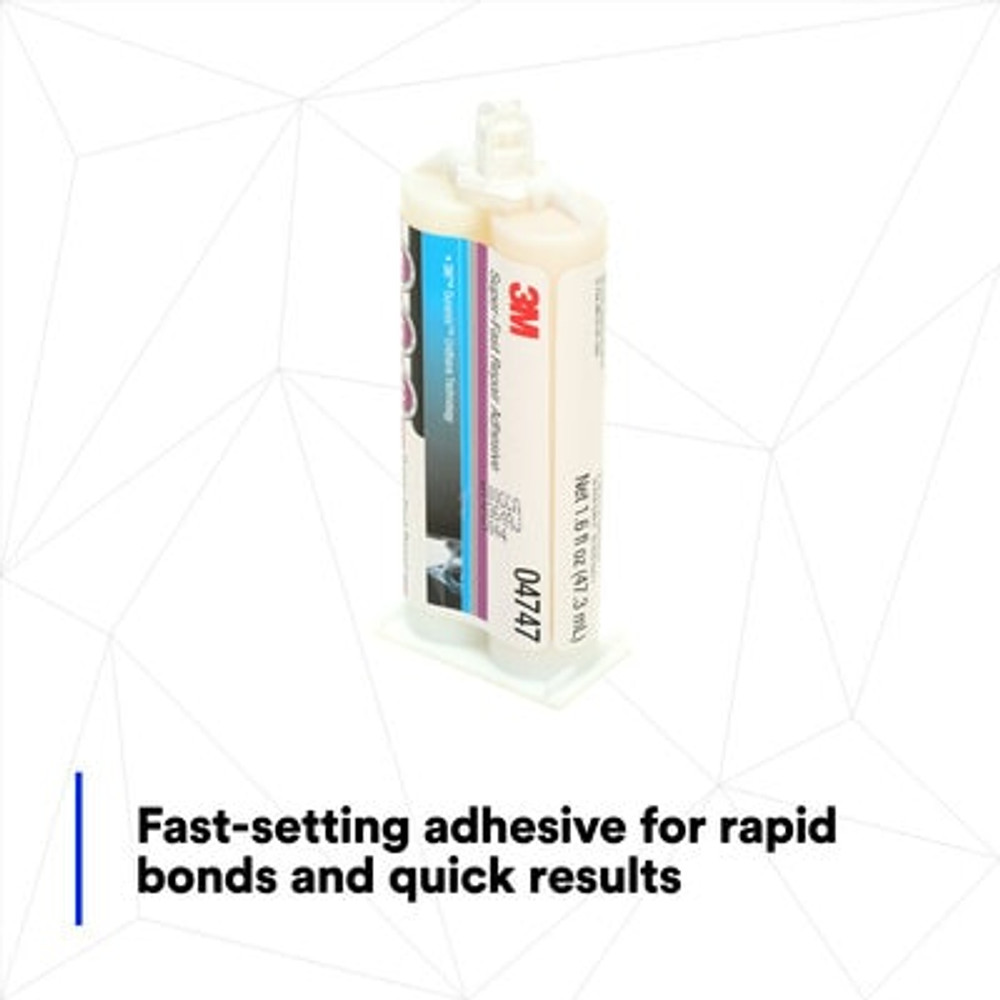 3M Super-Fast Repair Adhesive, 04747, Amber, 47.3 mL Cartridge, 6 per
case