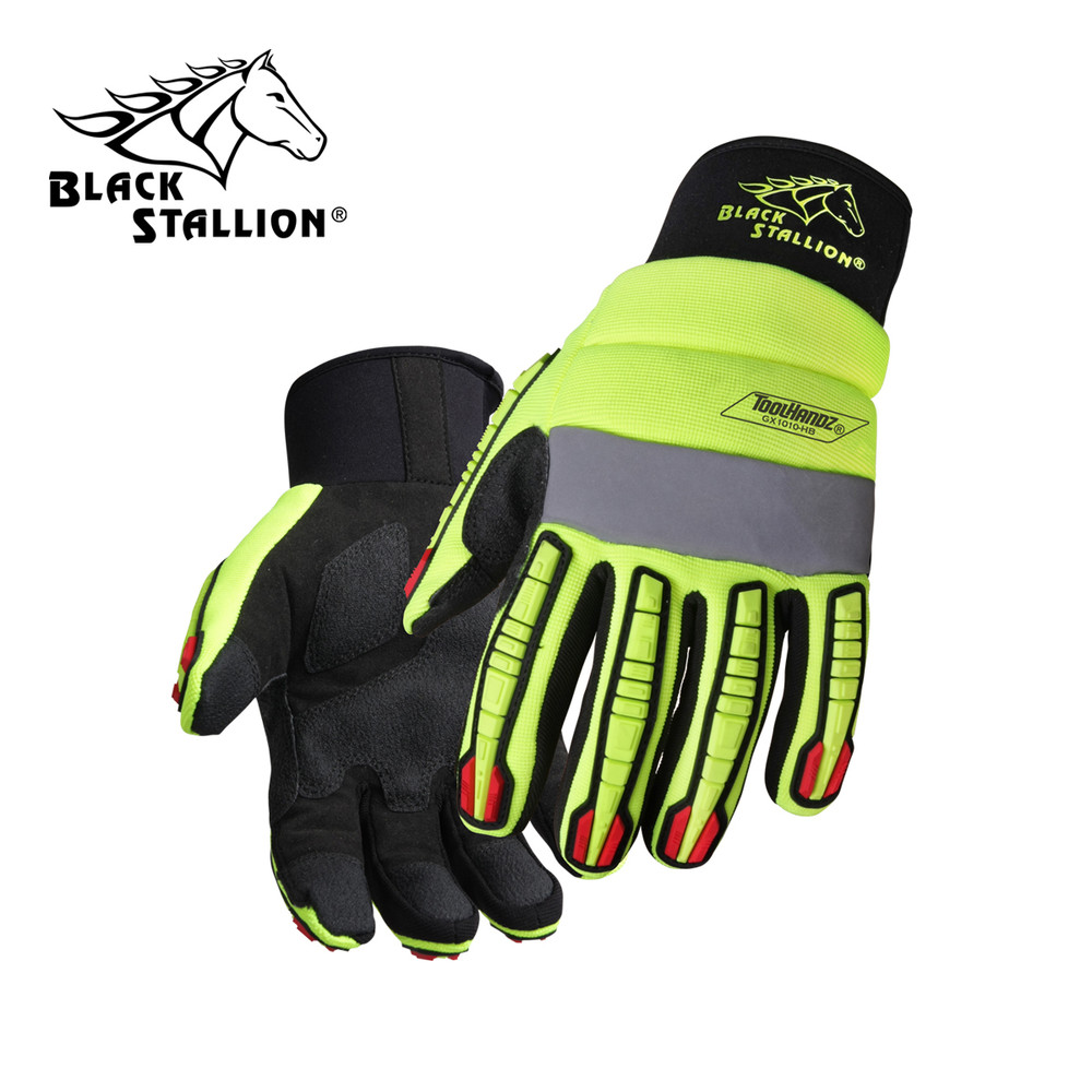 Black Stallion Tool HANDZ HI-VIS SYNTHETIC LEATHER MECHANIC'S GLOVES Medium