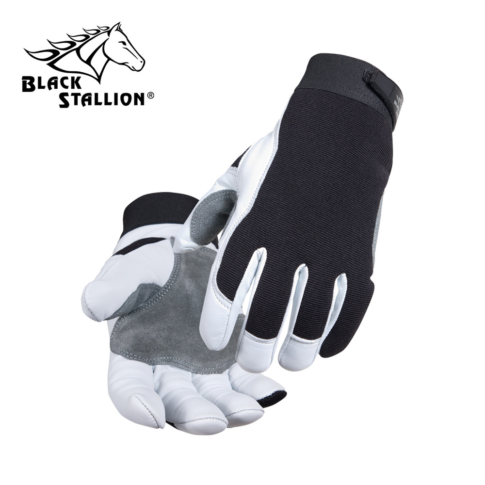 TOOLHANDZ GOAT Grain LEATHER MECHANIC'S GLOVES Medium Black Stallion