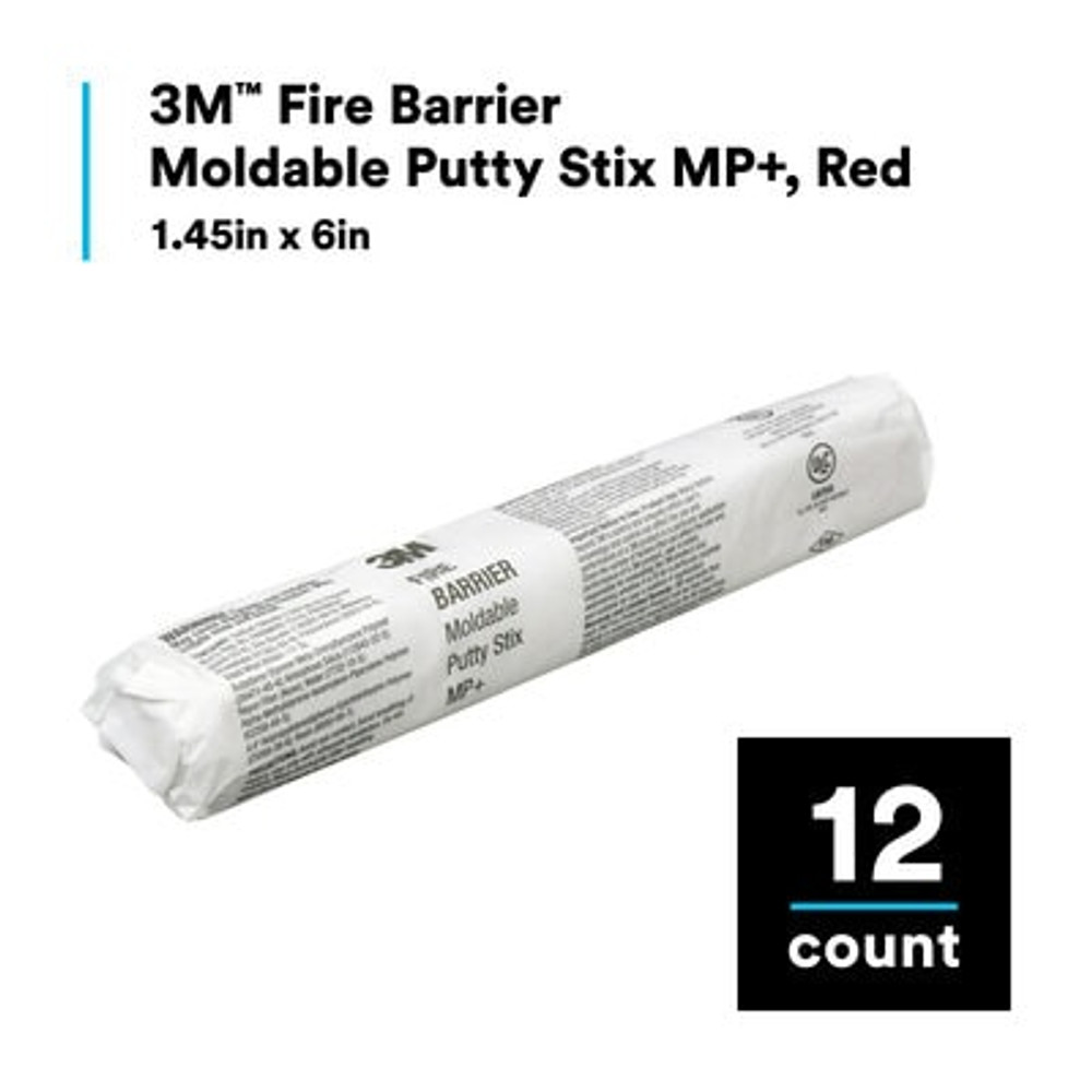 3M Fire Barrier Moldable Putty Stix MP+, 1.4 in x 11 in, 10/case 16526 Industrial 3M Products & Supplies | Red