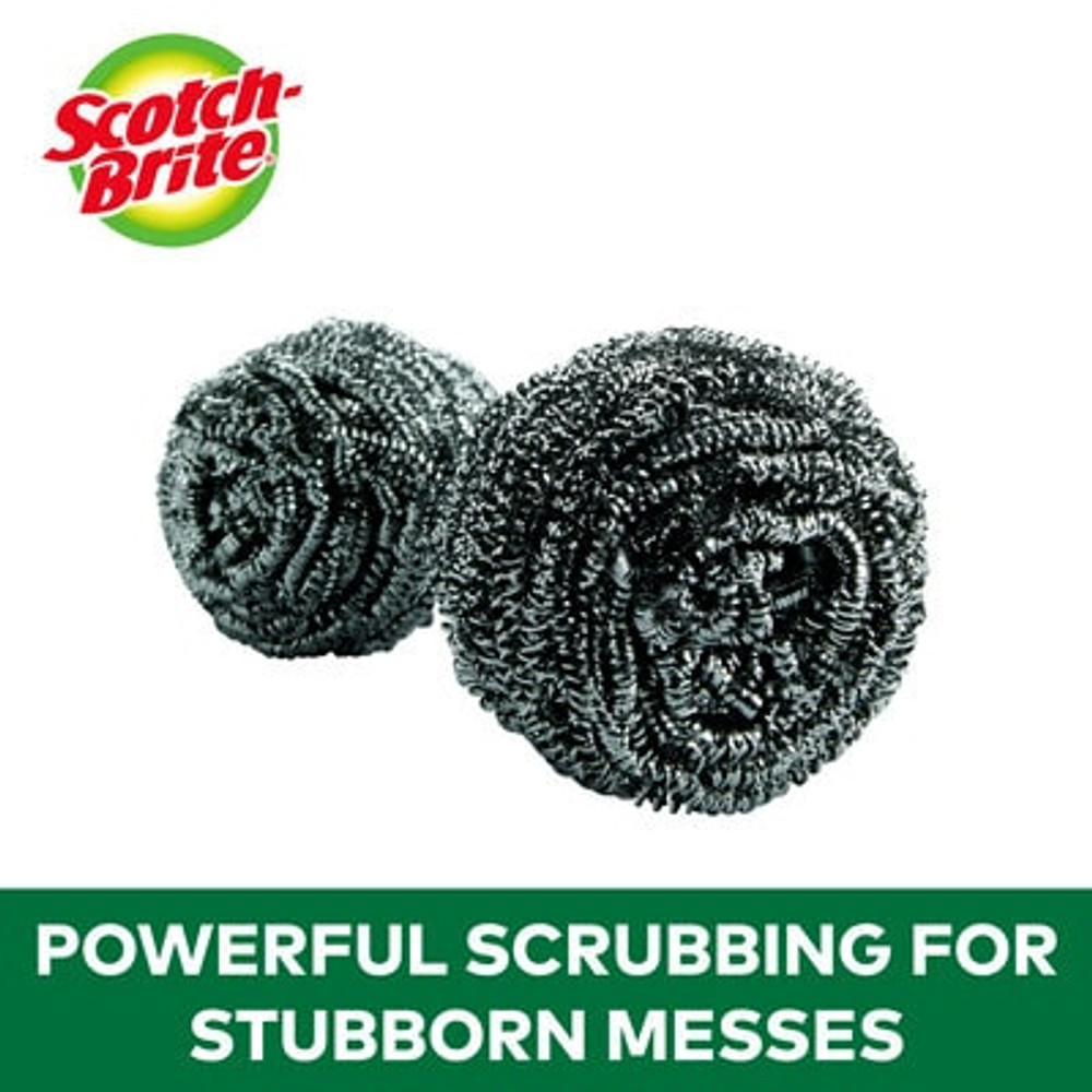 Scotch-Brite Stainless Steel Scrubbers 214-2-24, 2 Scrubbers 25444 Industrial 3M Products & Supplies