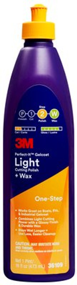 3M Perfect-It Gelcoat Light Cutting Polish + Wax, 36109, Pint