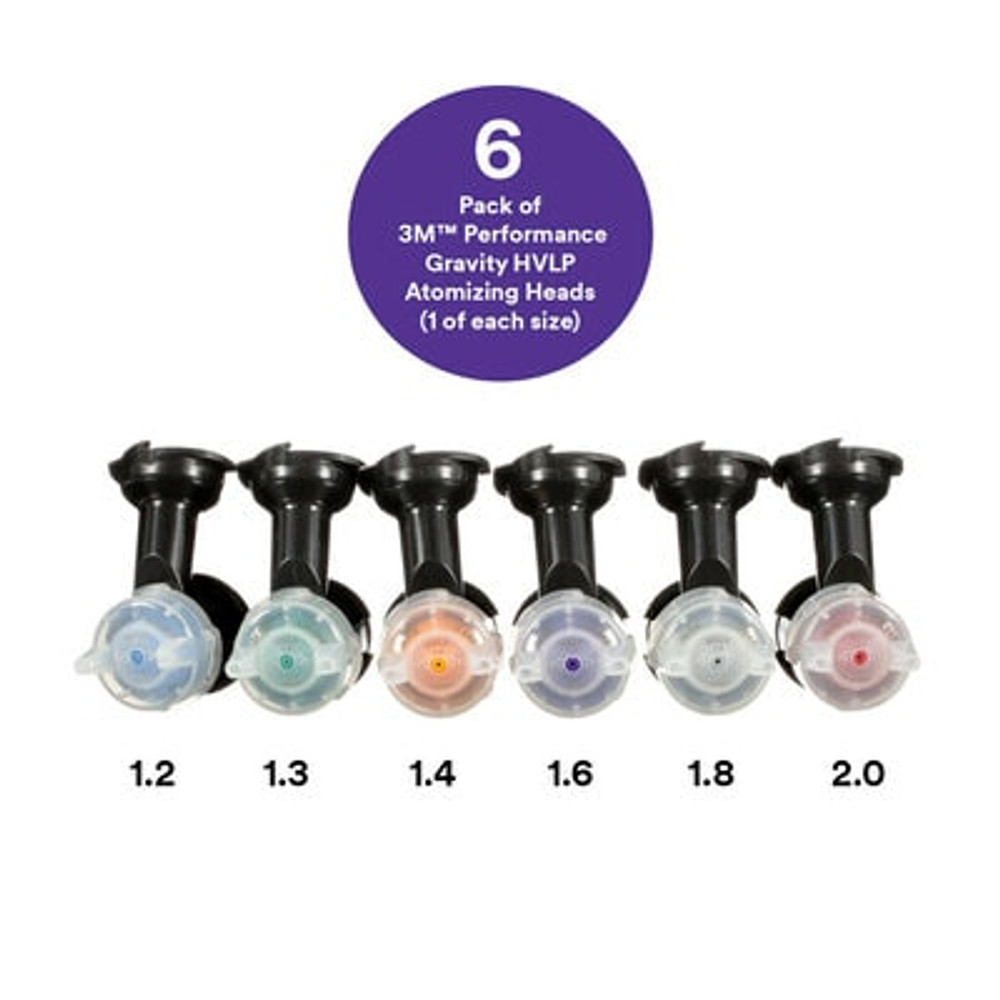 3M Performance Gravity HVLP Atomizing Head Refill Kit, 26730, Variety Kit, 5 kits per case