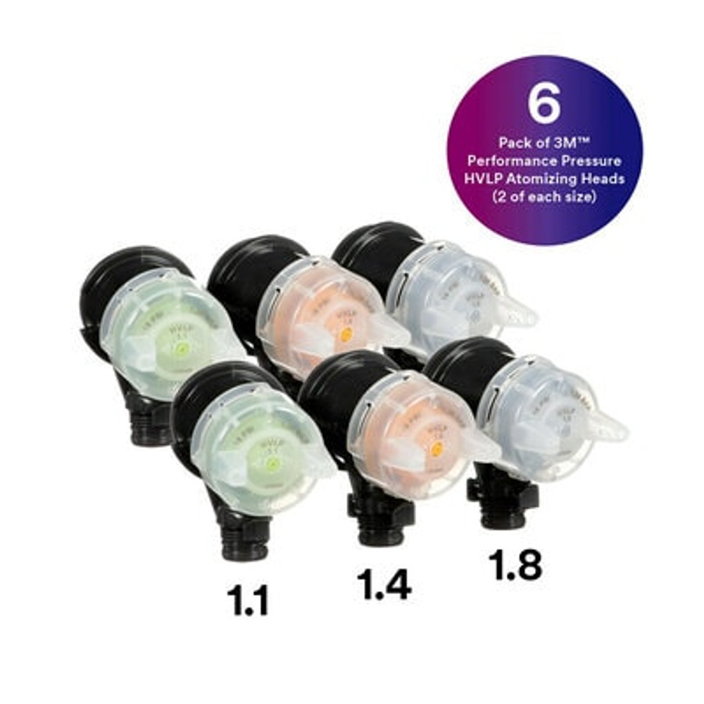 3M Performance Pressure HVLP Atomizing Head Refill Kit, 26830, Variety Kit, 5 kits per case