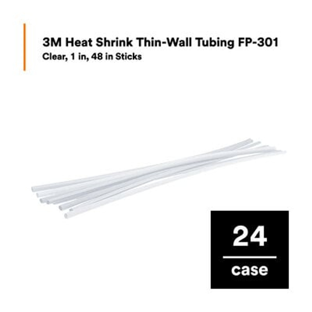 3M Heat Shrink Thin-Wall Tubing FP-301-1-48"-Clear-24 Pcs, 48 in Length
sticks, 24 pieces/case