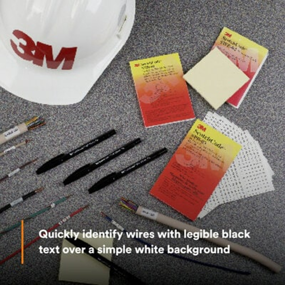 3M ScotchCode Pre-Printed Wire Marker Book SPB-11, black print on a
white background highlights the characters, 5/Bag