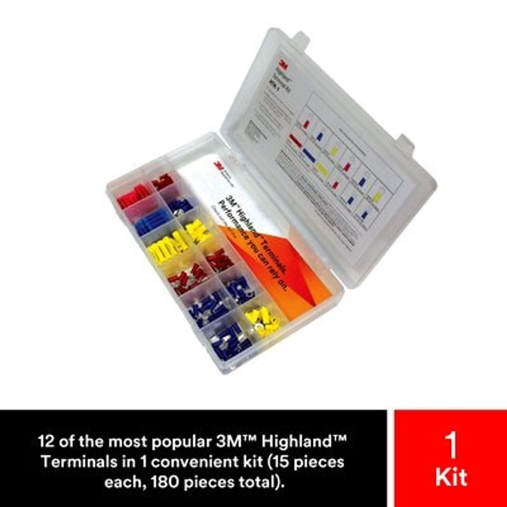 3M Highland Terminal Kit, HTK-1, 180 pieces, refillable kit is
compact, portable and durable, 4 Kits/Case