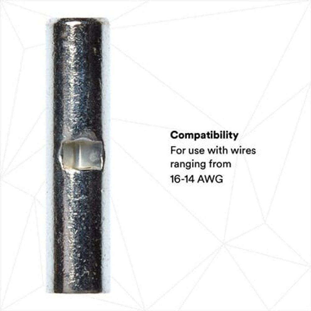 3M Scotchlok Butt Connector, Non-Insulated Seamless M14BCK, 16-14 AWG,
built-in wire stop for correct positioning, 1000/Case