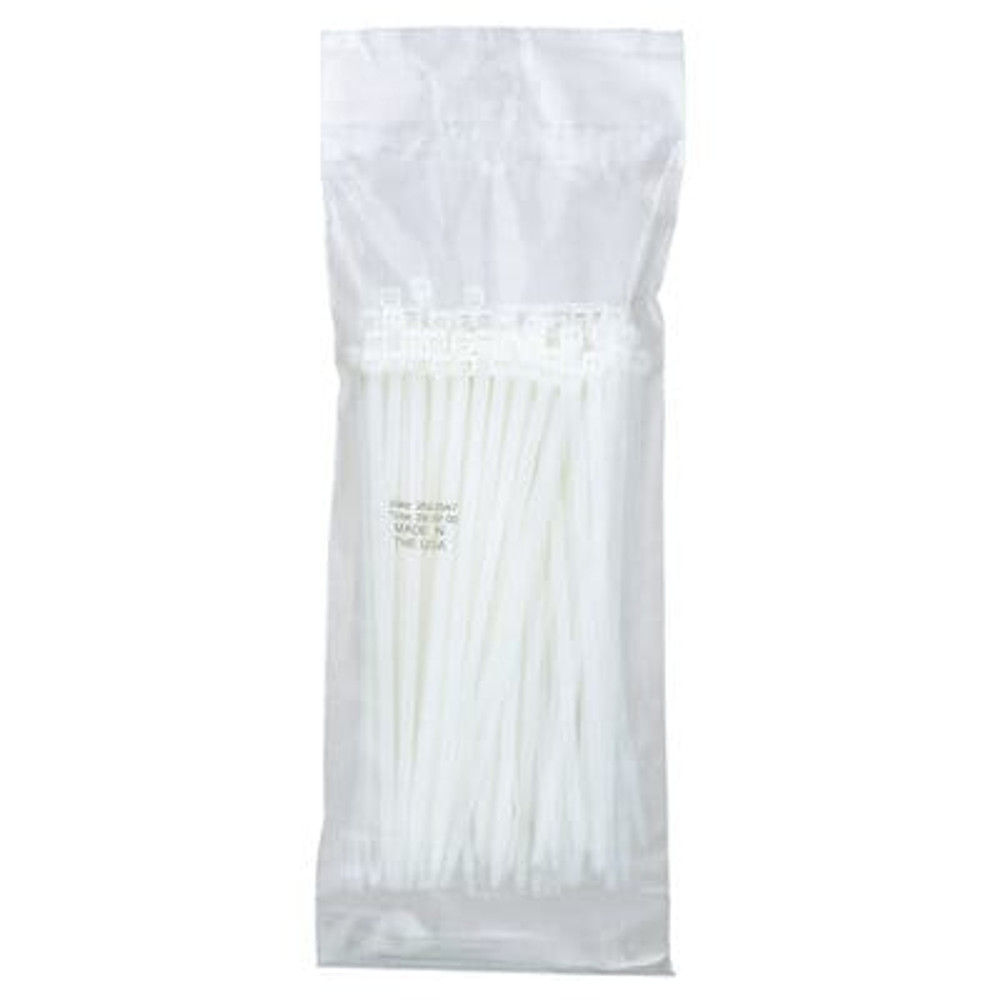 3M Standard Cable Tie 06226, Natural, 8 in, 100 per bag, 10 Bags/Case