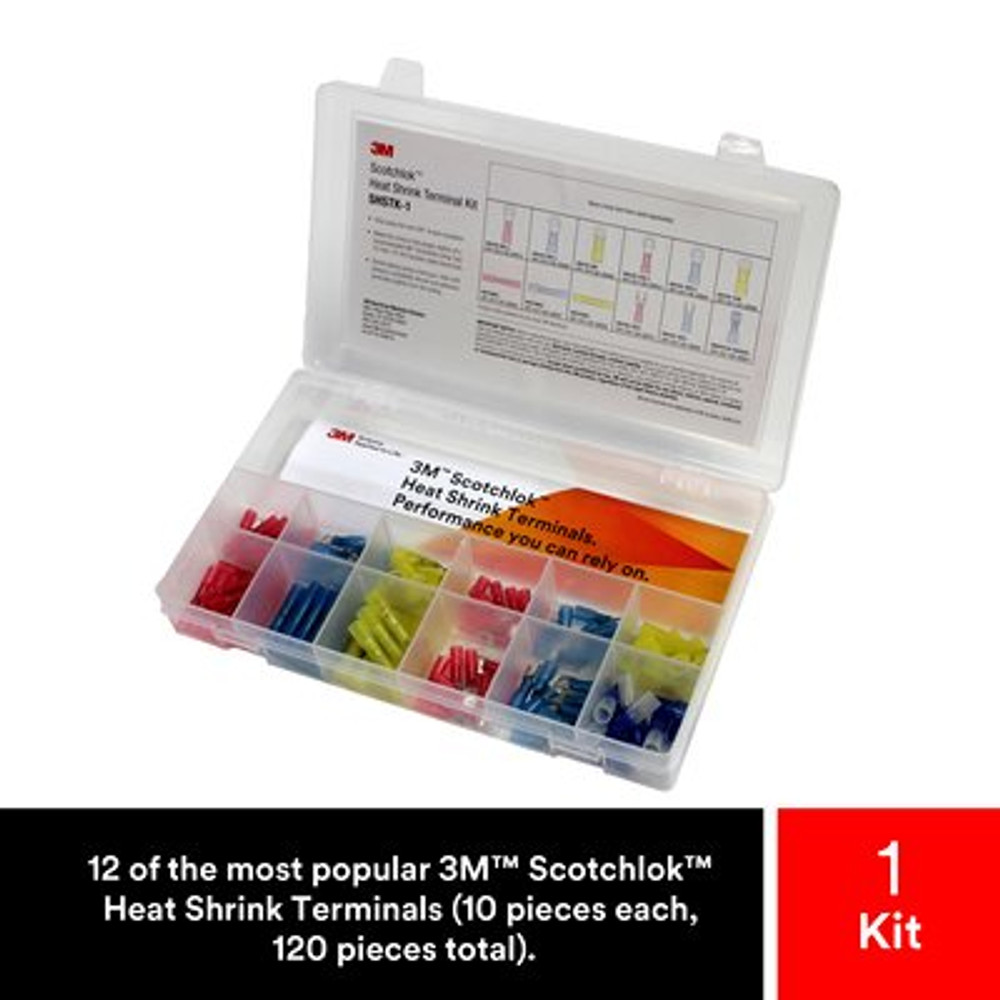 3M Scotchlok Heat Shrink Terminal Kit, SHSTK-1, 120 pieces, refillablekit is compact, portable and durable, 4 kits/case 61360 Industrial 3M Products &