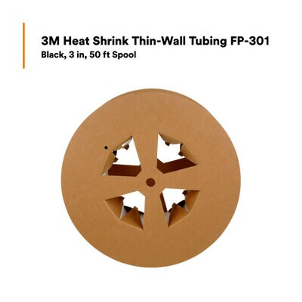 3M Heat Shrink Thin-Wall Tubing FP-301-3-Black-50', Black, 50 ft Length
per spool, 50 ft/case