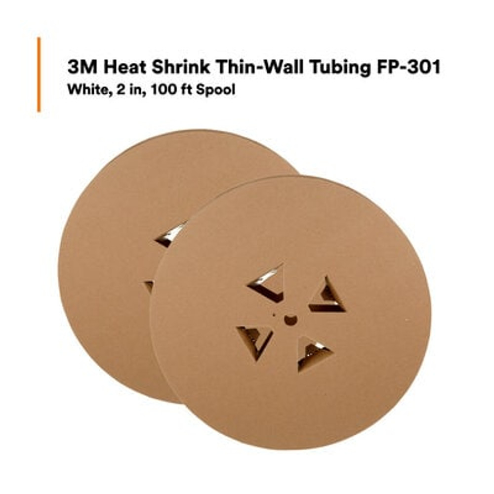 3M Heat Shrink Thin-Wall Tubing FP-301-2-White-100`: 100 ft spool
length, 200 linear ft/box, 2 Rolls/Case
