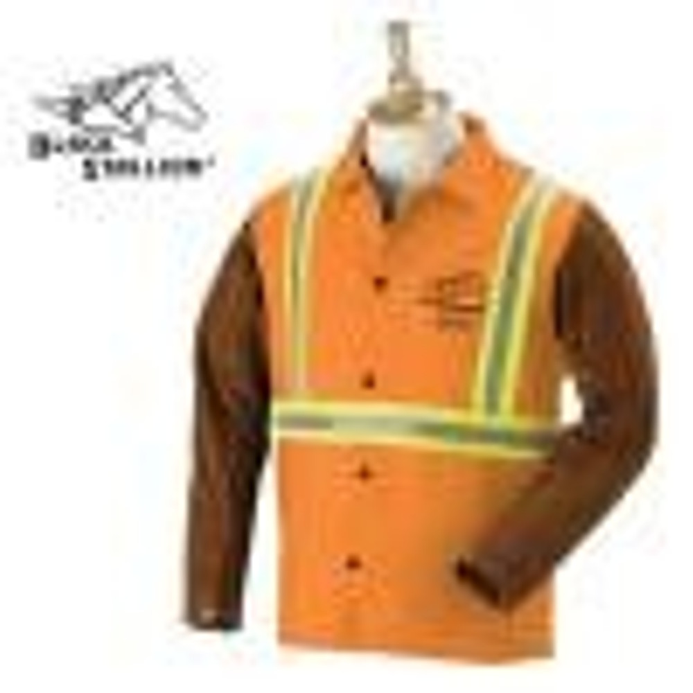Black Stallion 9 oz Flame Resistant Cotton Jacket w/ Brown Side Split Sleeves 2XL