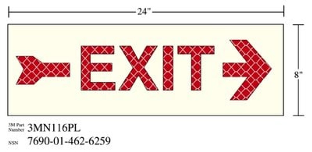 3M Photoluminescent Film 6900, Shipboard Sign 3MN127PL, 8 in x 8 in,
"+", 10/Package