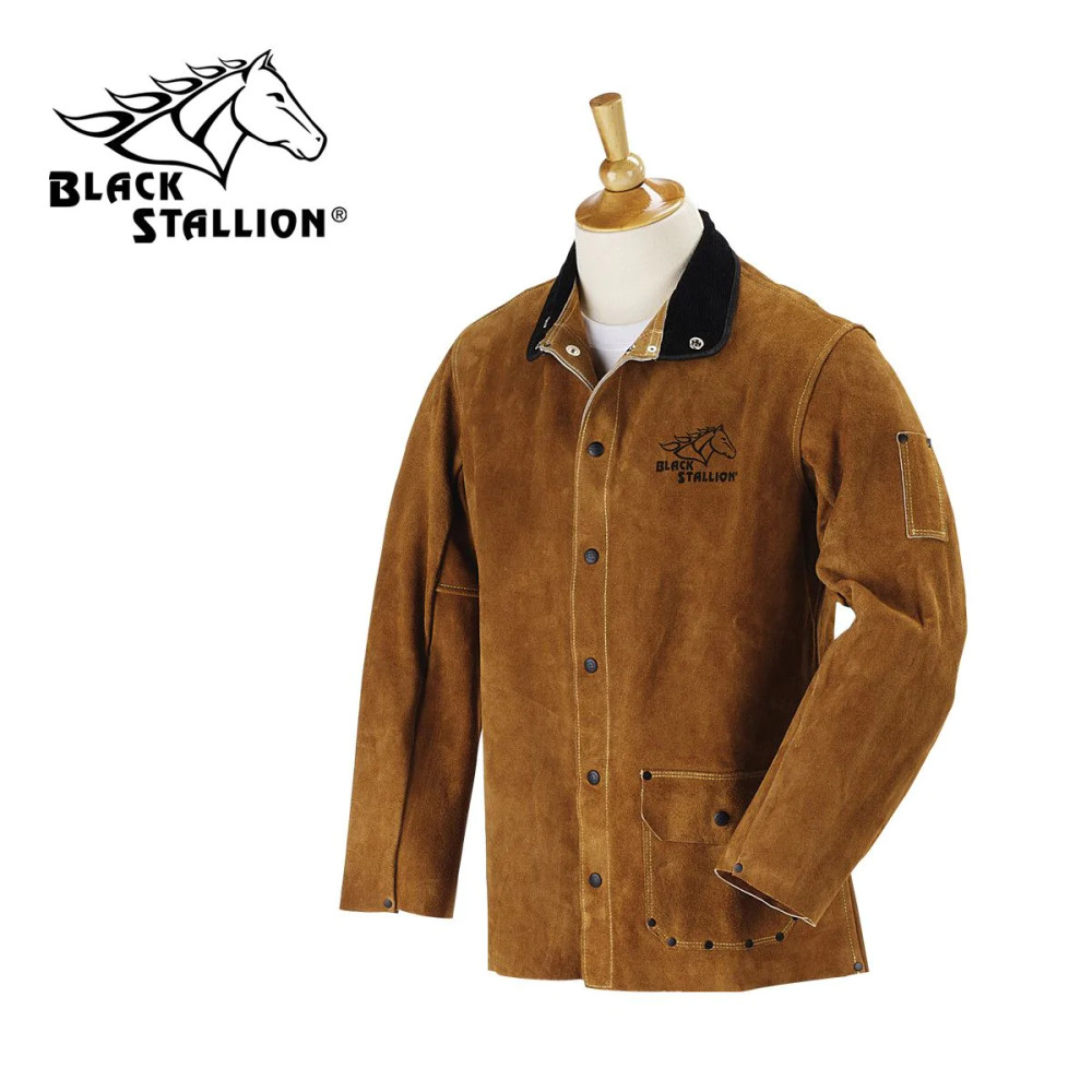 Black Stallion Side Split COWHIDE LEATHER 36 inch WELDING Coat Small