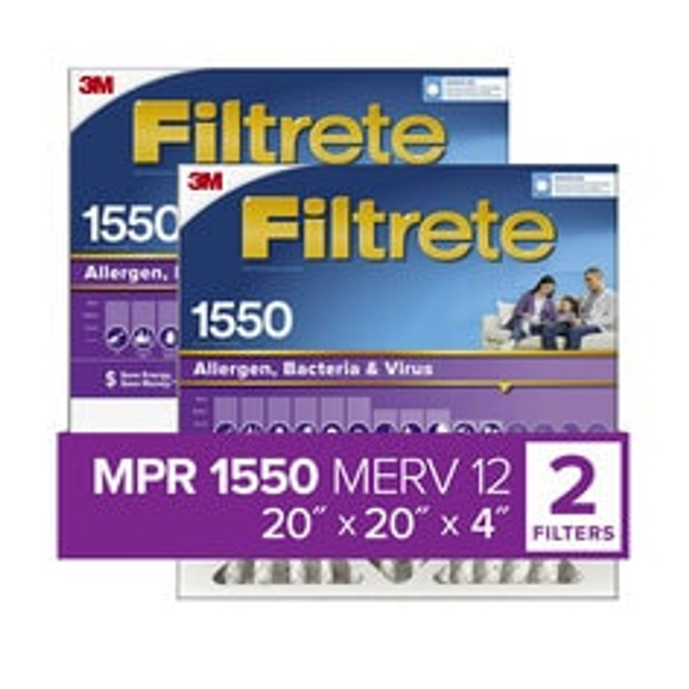 Filtrete Ultra Allergen uction Deep Pleat Filter, NDP02-4IN-2P-2, 20in x 20 in x 4 in (50.8 cm x 50.8 cm x 10.1 cm) 49978 Industrial 3M Products &