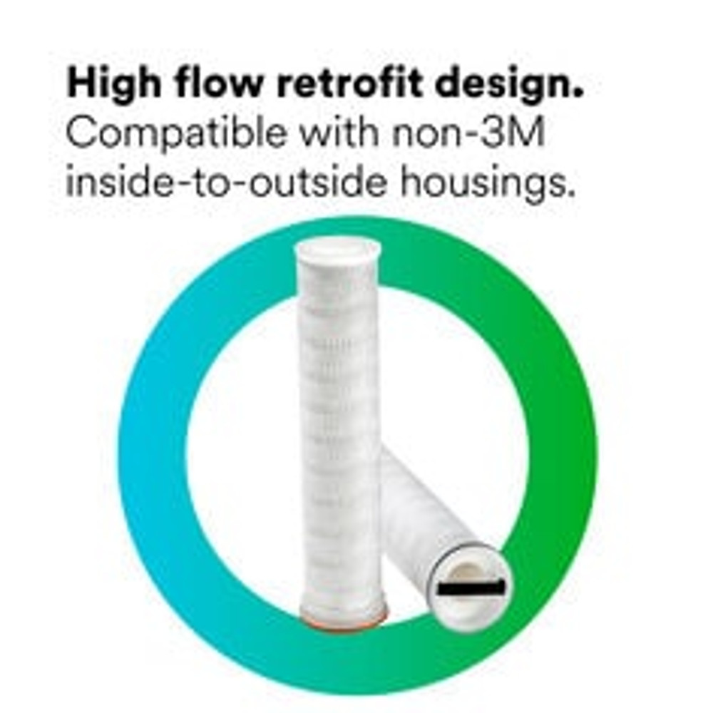 3M High Flow Series Retrofit Filter Cartridge HFR40PPA40D, 40 in, 40 um ABS, Nitrile, 1/Case 35437