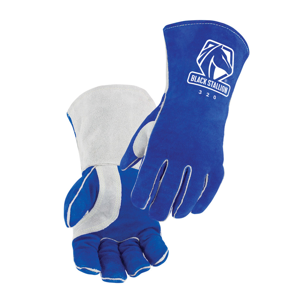 Black Stallion Side Split COWHIDE High QUALITY WELDING GLOVES Medium | Blue