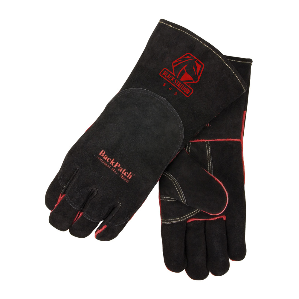 Stallion SUPERCHARGED Black SELECT SHOULDER Split COWHIDE High QUALITY WELDING GLOVES Large Black Stallion